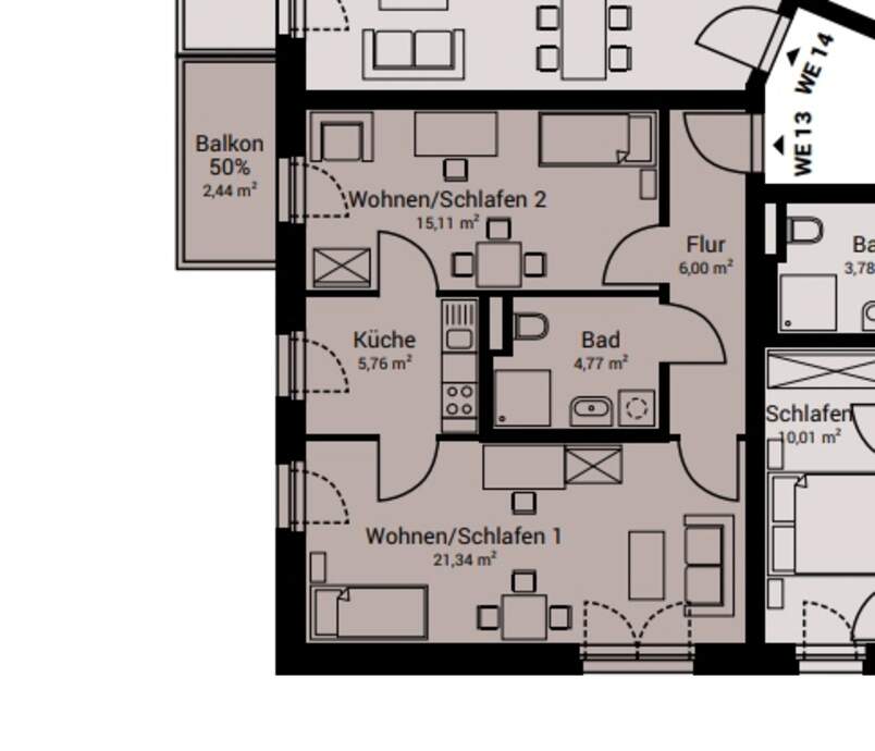 Grundriss Wohnung WE 13