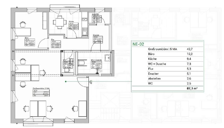 Grundriss mit Flächenberechnung