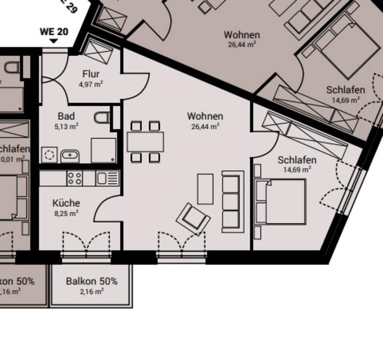 Grundriss Wohnung WE 20