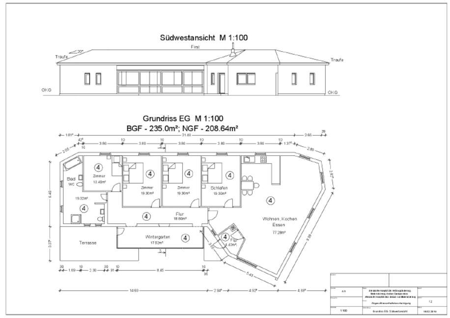 Grundrissentwurf Einfamilienhaus