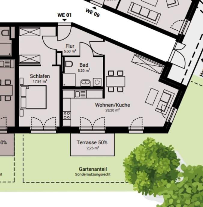 Grundriss Wohnung WE 1