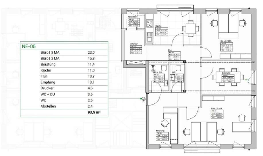 Grundriss mit Flächenberechnung N5